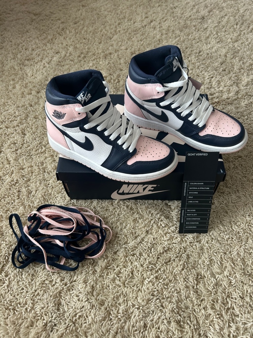 Air Jordan 1 Retro High OG SE ‘Bubble Gum’ Size US Women’s 6 Pink/Navy - Picture 9 of 15